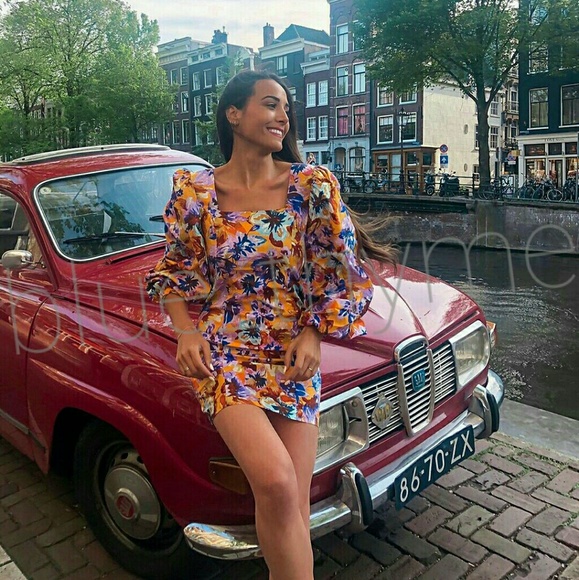 Zara FLORAL Puff Sleeve Dress - Picture 4 of 8